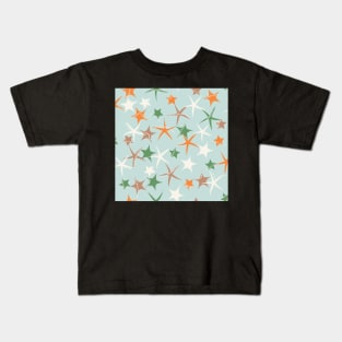 Starfish galaxy in sage green, zesty orange, off white and caramel. Kids T-Shirt